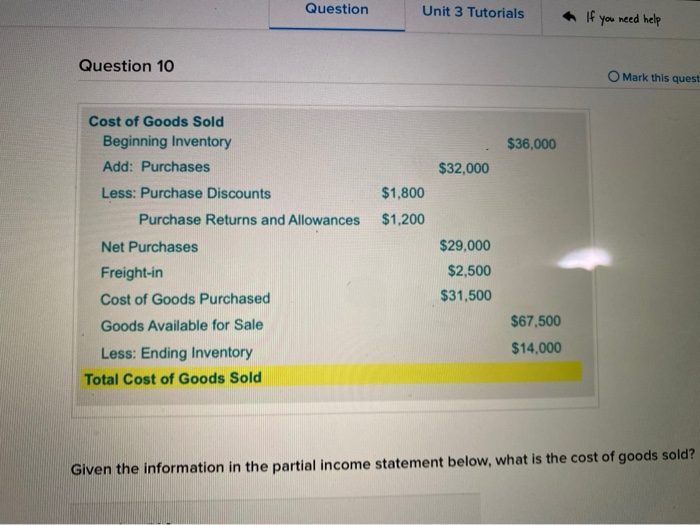  Question Unit 3 Tutorials + If you need help Question 10