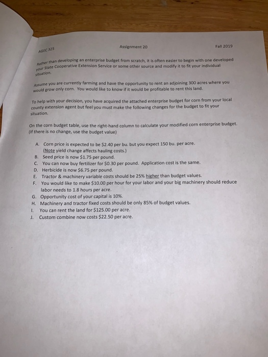  Assignment 20 Fall 2019 AGE 325 her than developing an enterprise