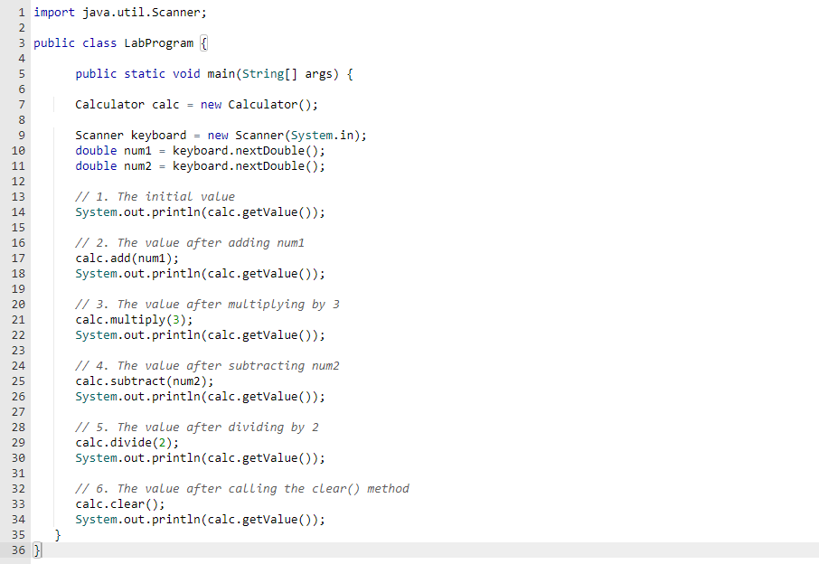 basic functions of a calculator: add, subtract, multiply, divide, and clear. The
