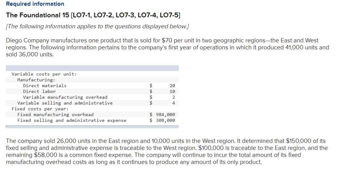 1. What is the unit product cost under variable costing? 2.