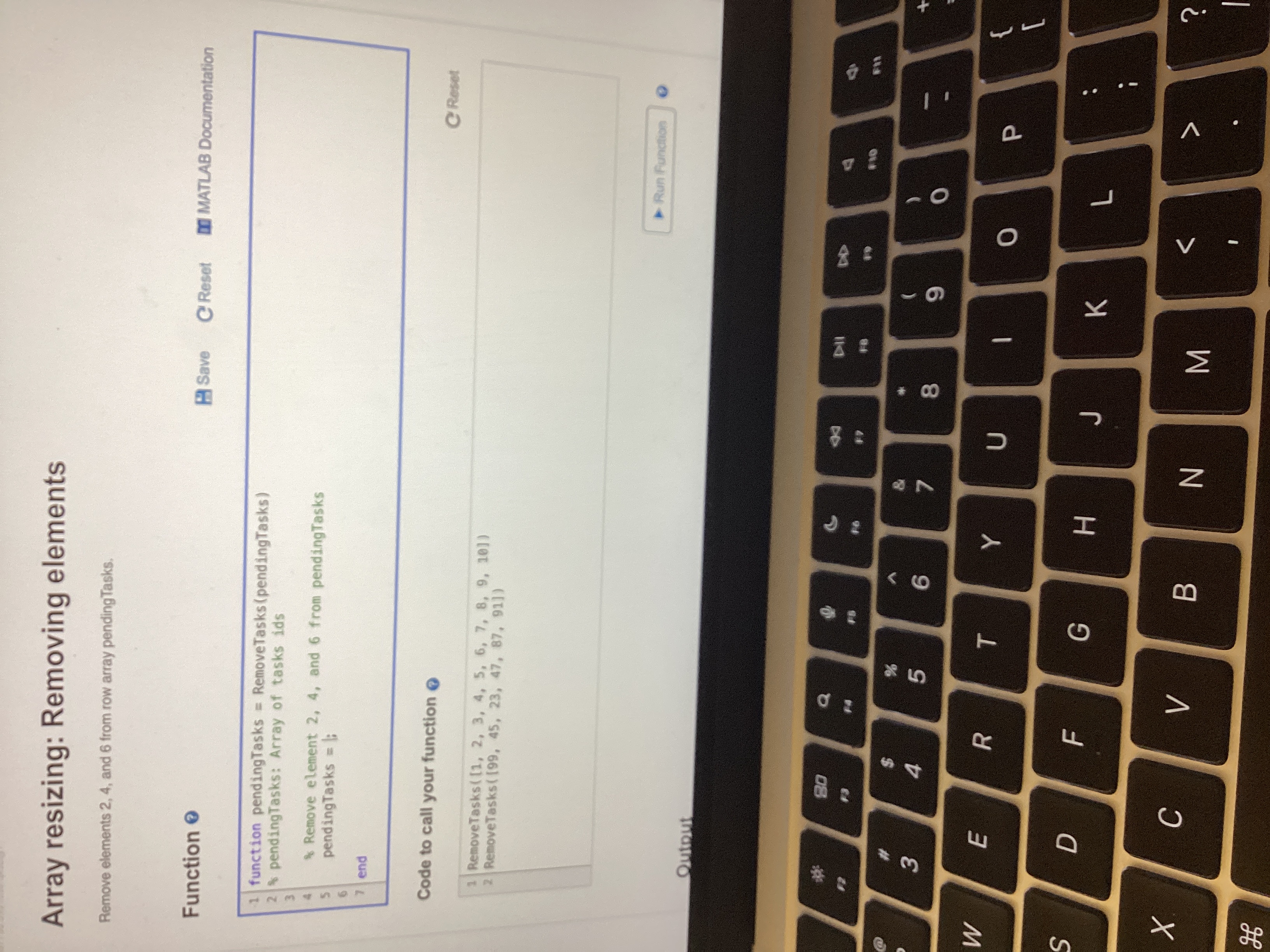  Array resizing: Removing elements Remove elements 2,4, and 6 from row