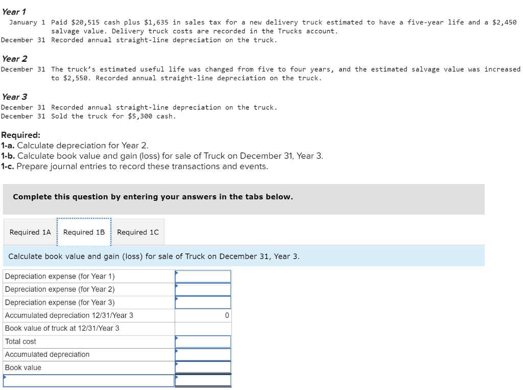 transactions and events involving its delivery trucks. Year 1 January 1 Paid
