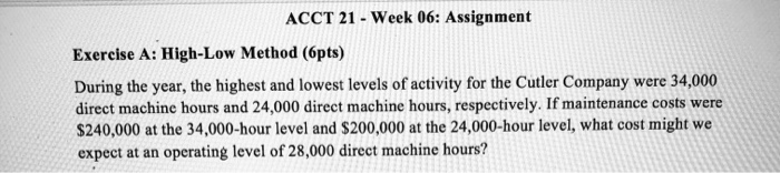 Please help and show work ACCT 21- Week 06: Assignment Exercise A: