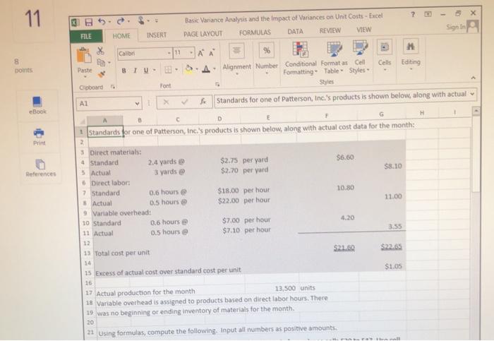  Please show the formula for each cell. all info is shown