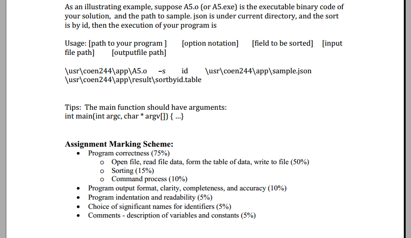 assignment is to write a program that opens a json file with