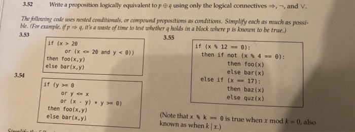  3.52 Write a proposition logically equivalent to p@q using only the