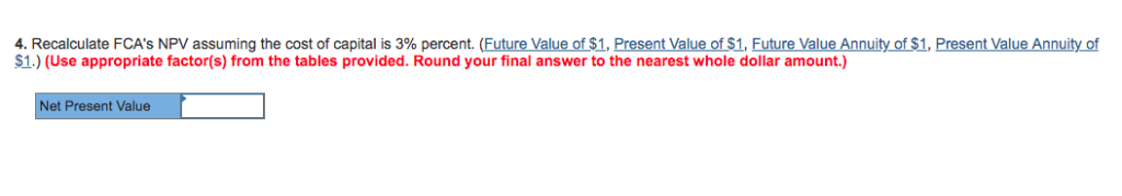 $1.) (Use appropriate factor(s) from the tables provided. Negative amount should be