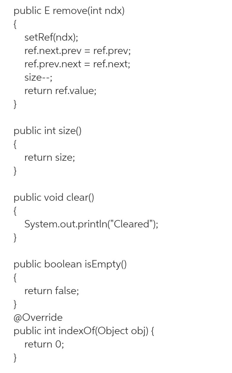 (or the beginning) of the List. (b) Include a toString() method in