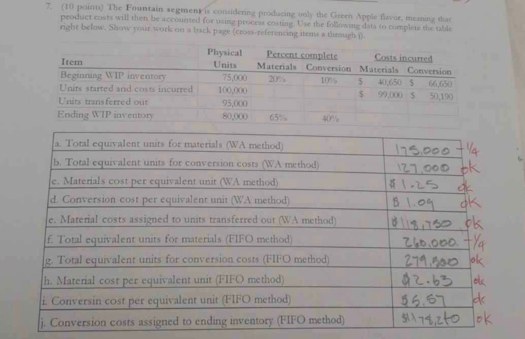 Please Show work 7 (10 points) The Fountain segment is considering