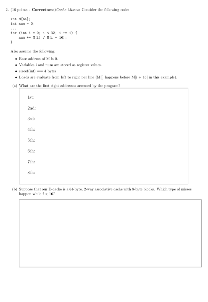 experiment conducted on a processor to study its memory subsystem: An element
