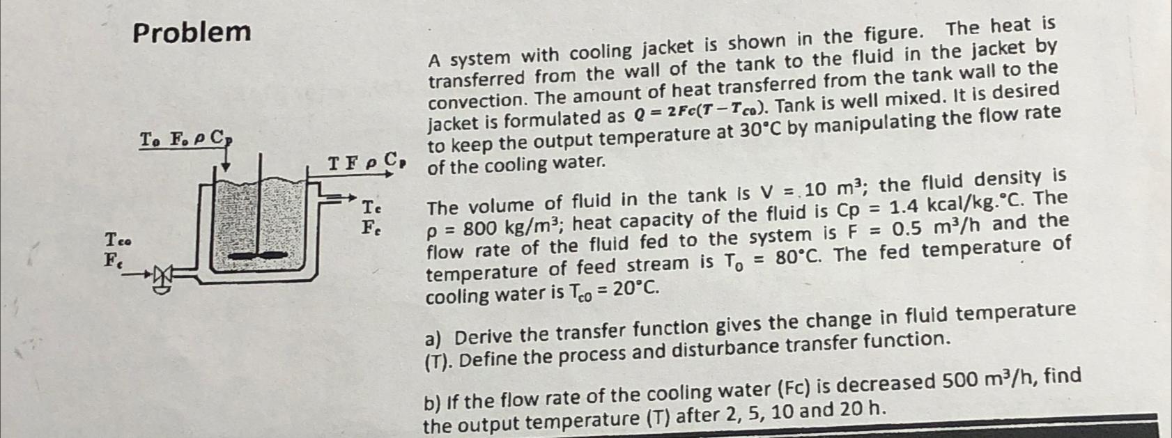  Problem A system with cooling jacket is shown in the figure.