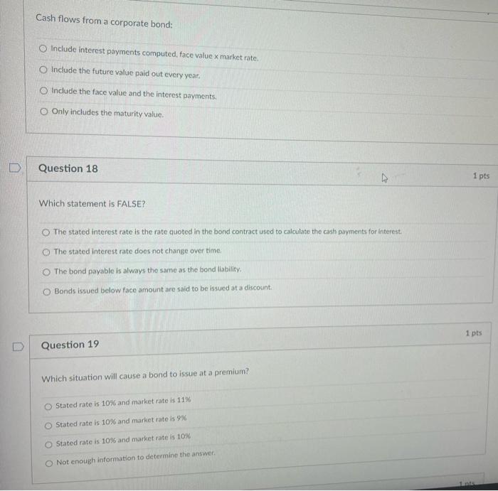answer all 3 Cash flows from a corporate bond: Include interest payments