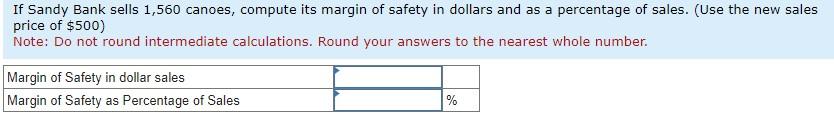 Calculating Margin of Safety, Target Profit [LO 6-1, 6-2, 6-3, 6-4] Sandy