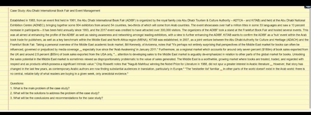 Explain pls Case Study: Abu Dhabi International Book Fair and Event Management
