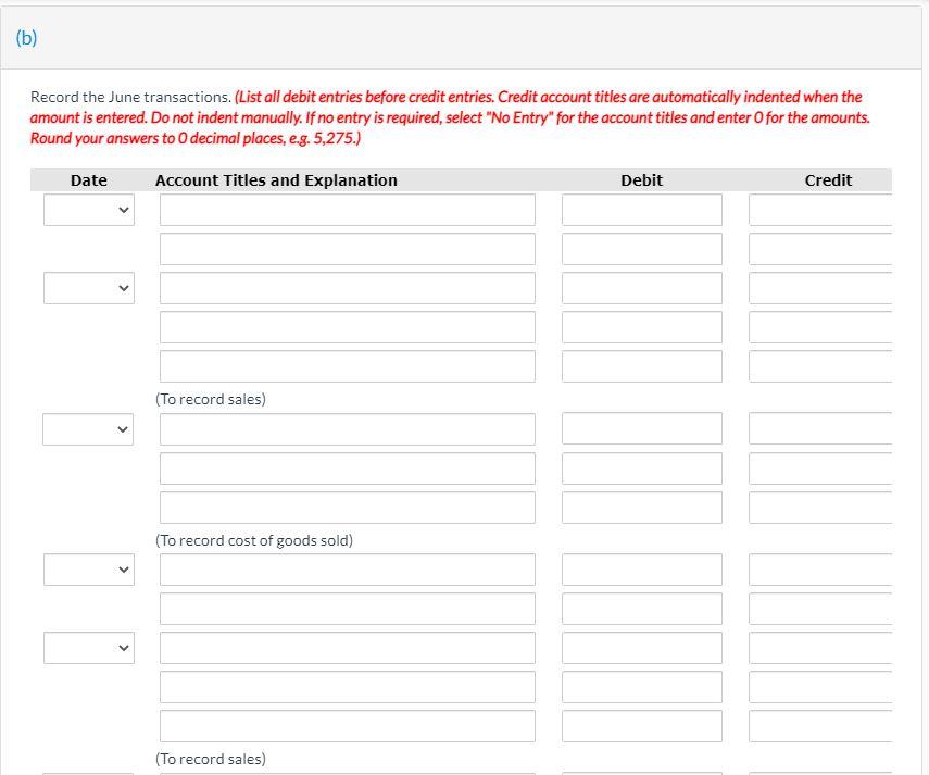 to retail stores. At the end of May, Martinez's inventory consists of