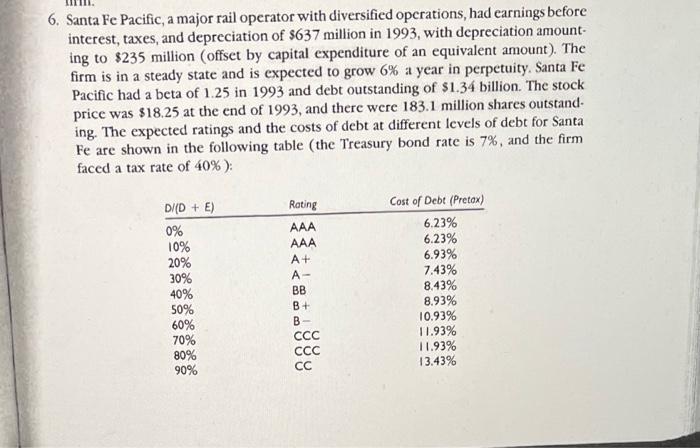  please do not use excel and show steps 6. Santa Fe