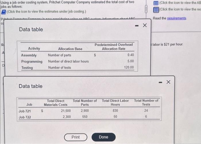 order costing system, Pritchet Computer Company estimated the total cost of two