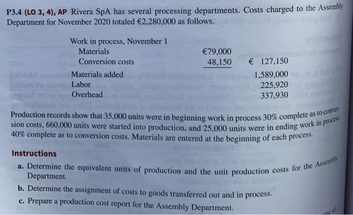  P3.4 ( LO 3, 4), AP Rivera SpA has several processing