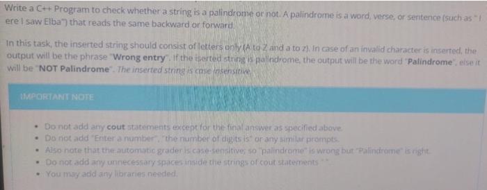  Write a C++ Program to check whether a string is a