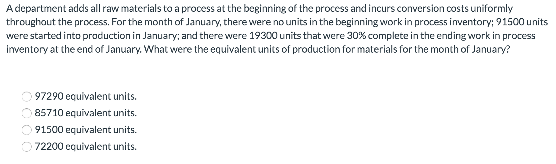 out 85100 units during a period and had 49600 units in the