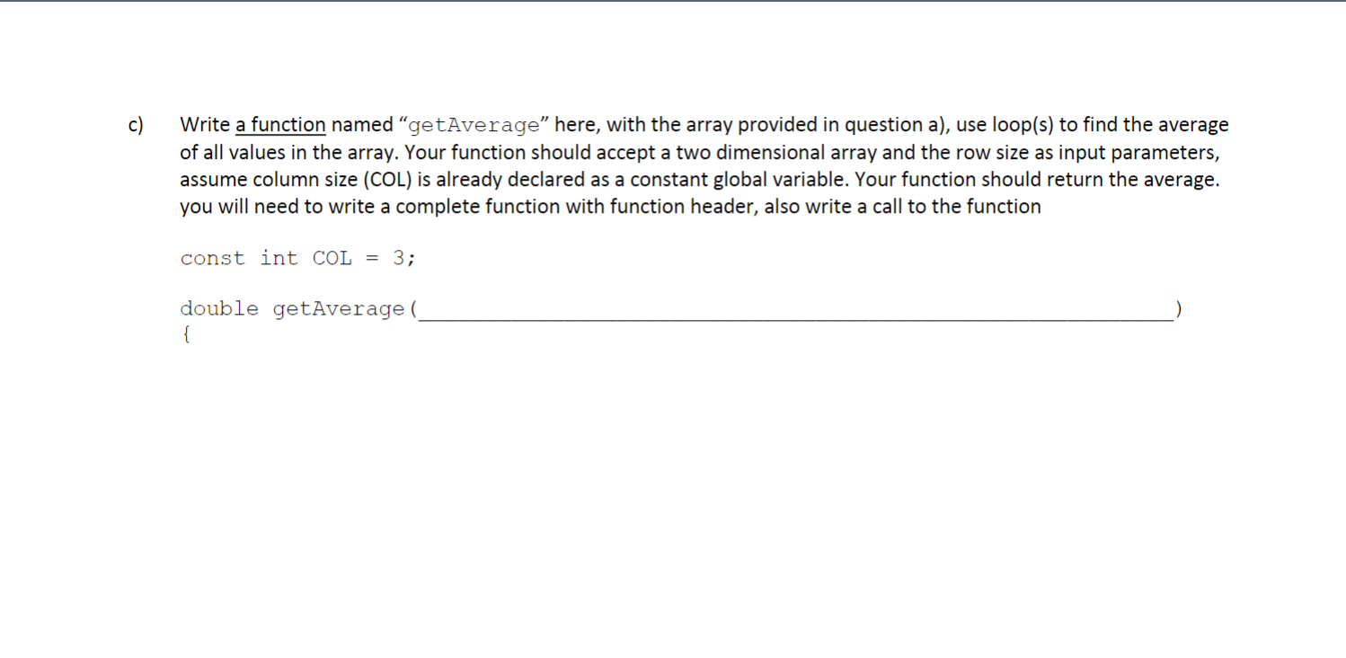 to hold the table of data below, initialize the array with the