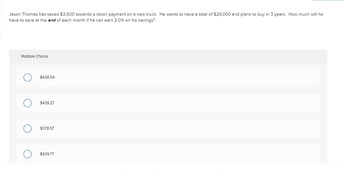  Jason Thomas has saved $3,500 towards a down payment on a