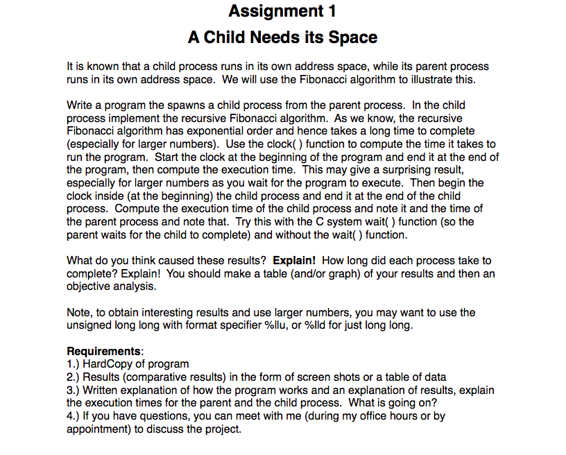 Assignment 1 A Child Needs its Space It is known that