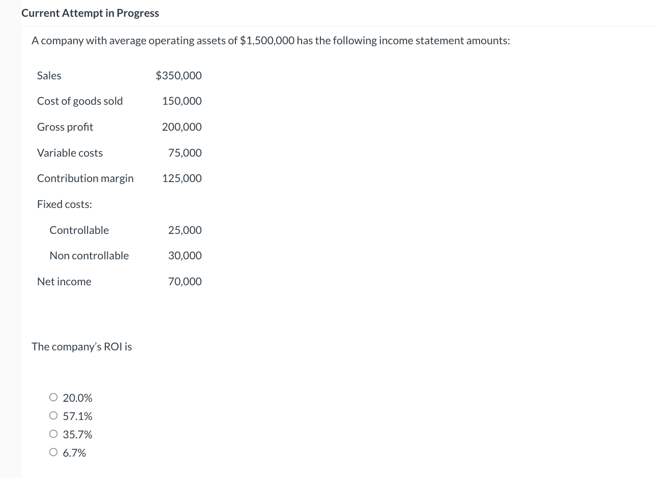  Current Attempt in Progress A company with average operating assets of