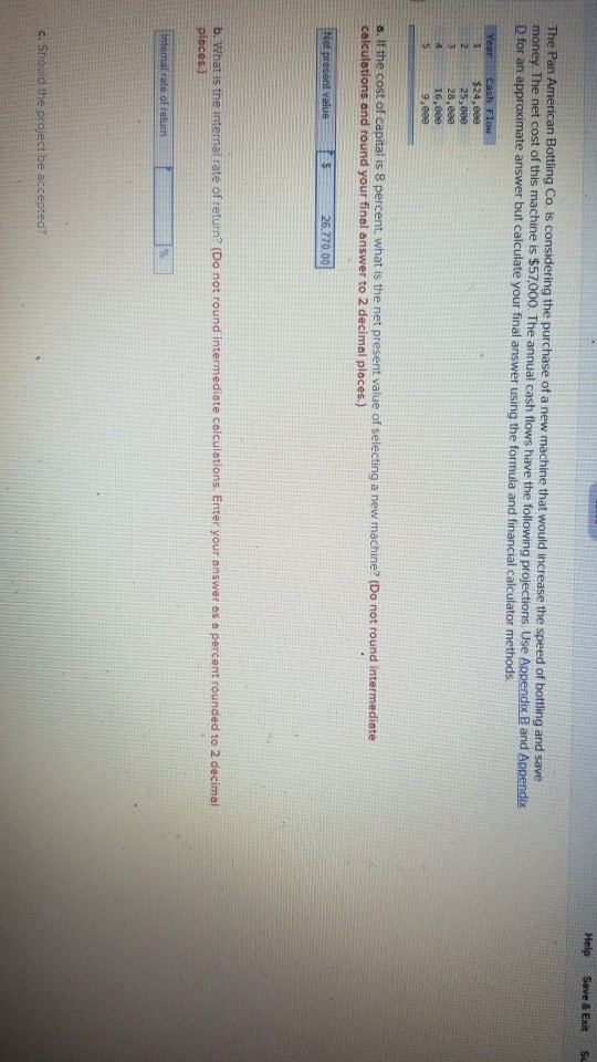  Help Save & Exit Su The Pan American Bottling Co. is