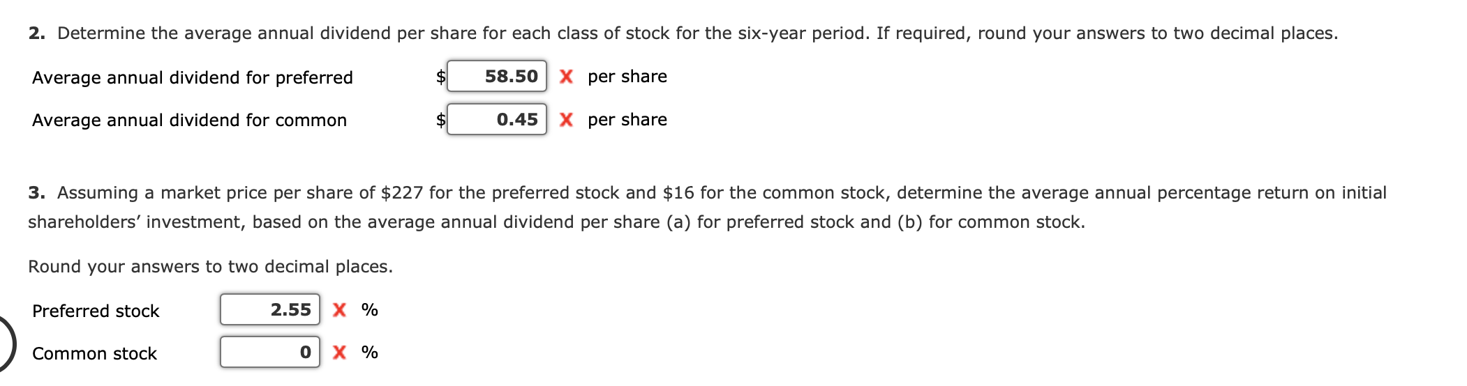  10.2.2 Determine the average annual dividend per share for each class