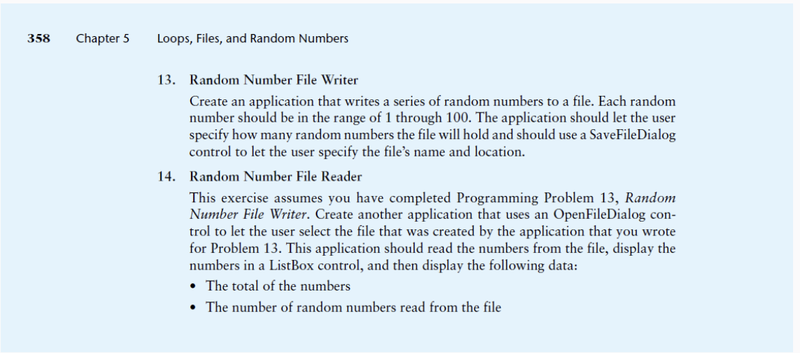  Assignment 4: C# Random Number File Reader Random Number File Writer
