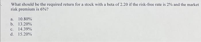 What should be the required return for a stock with a