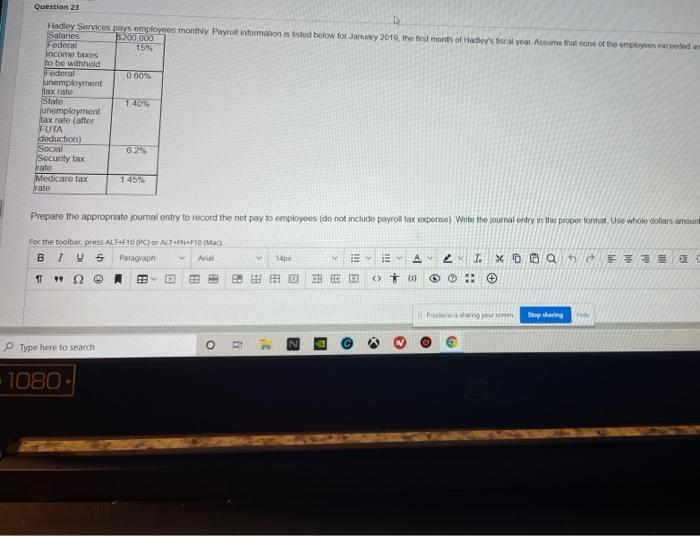 Corp pays its employees monthly The payroll information listed below is for
