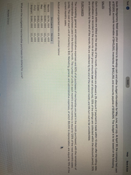  Test i Saved Help Save & Exit Kevin Montgomery Retall seeks