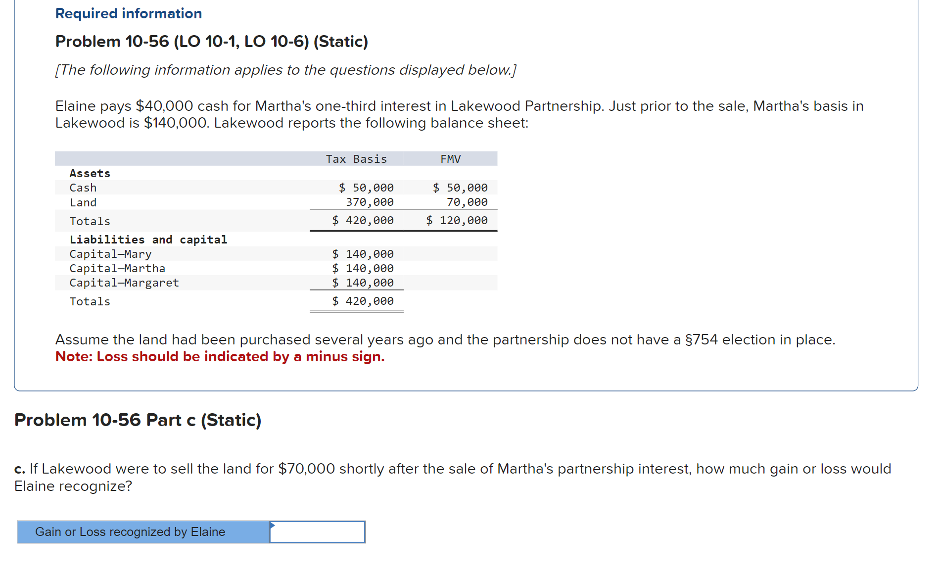 Required information Problem 10-56 (LO 10-1, LO 10-6) (Static) [The following