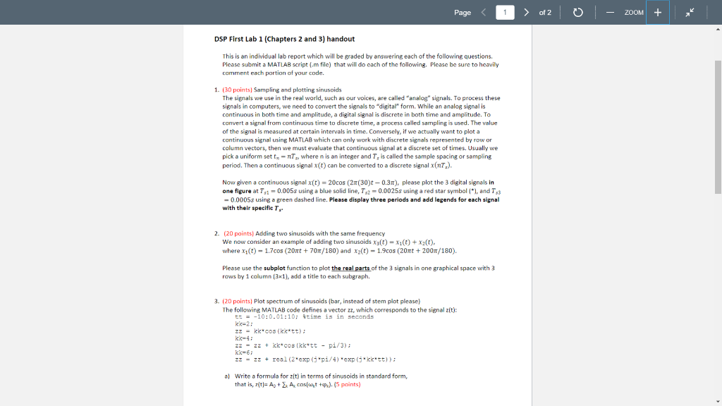 DSP First Lab 1 (Chapters 2 and 3) handoutThis is an individual