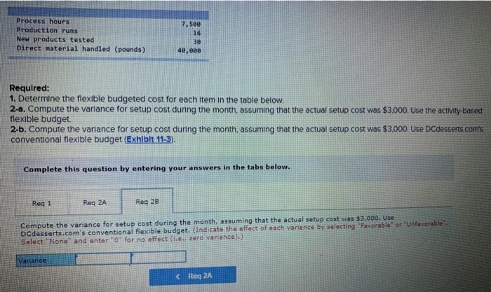 each item in the table below. 2-a. Compute the variance for setup