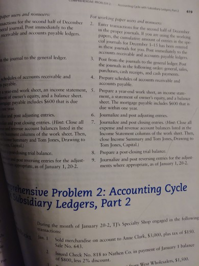 comprehensive problem 2 accounting cycle with subsidiary ledgers part 2 questions 2-9