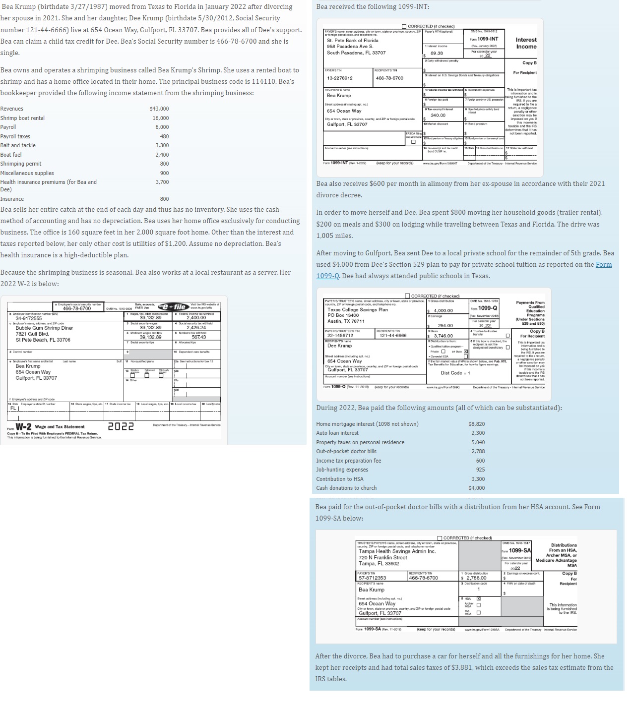  showing full tax forms 