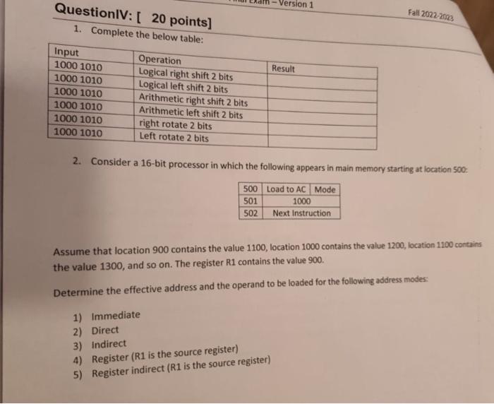  2. Consider a 16 -bit processor in which the following appears