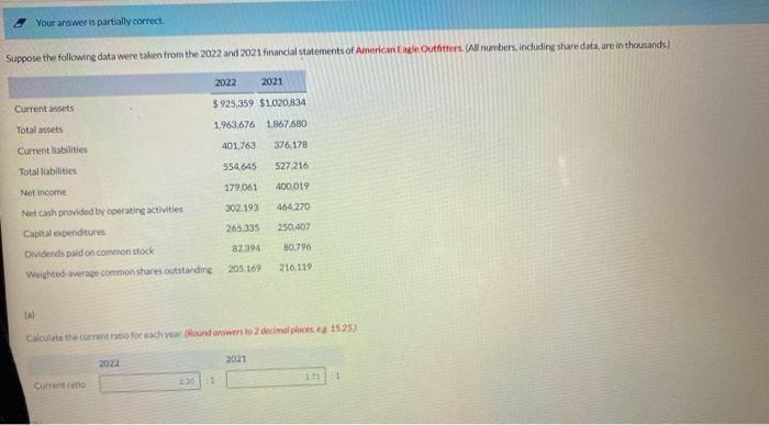  Your answer is partially correct. Suppose the following data were taken