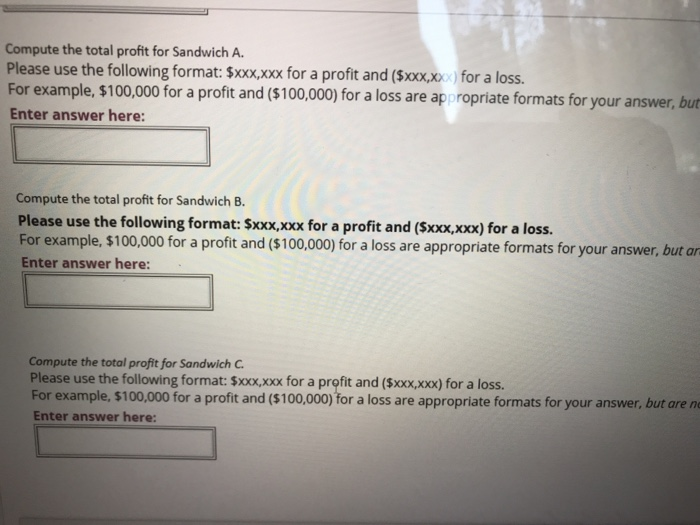 three sandwiches . Sandwich A Sandwich B . Sandwich C The date