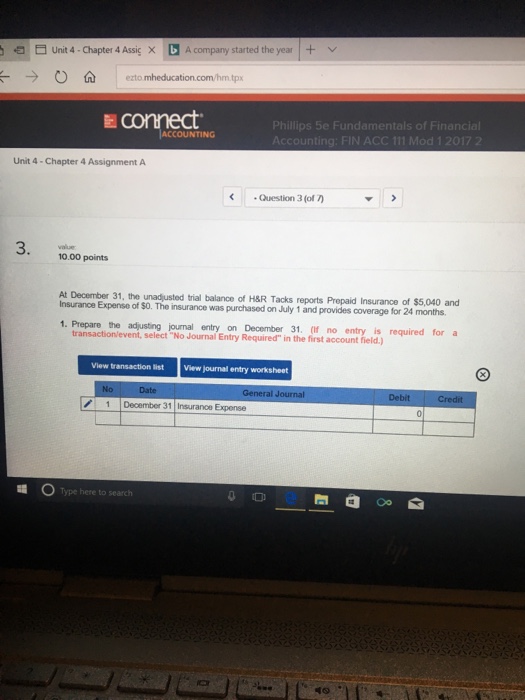  Unit 4-Chapter 4 Assic A company started the year + hm