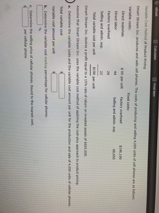  Print Item Variable Cost Method of Product Pricing Smart Stream Inc.