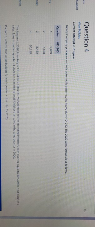 Question 4 ons -/1 View Policies Support Current Attempt in Progress