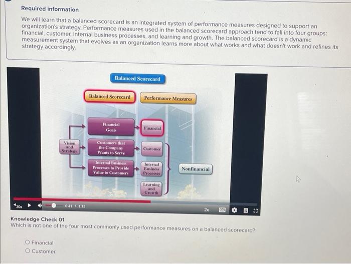  Required information We will learn that a balanced scorecard is an