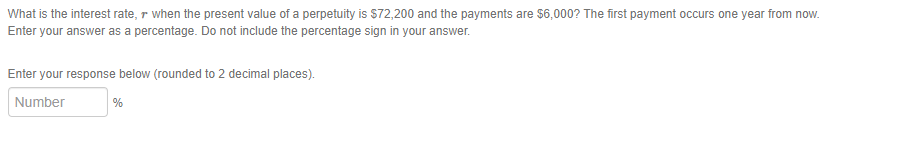  What is the interest rate, r when the present value of