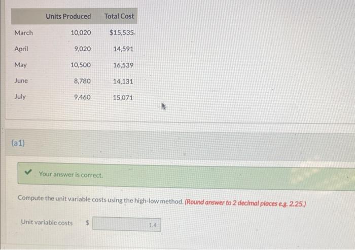 Please help with a2 (a1) Your answer is correct. Compute the unit