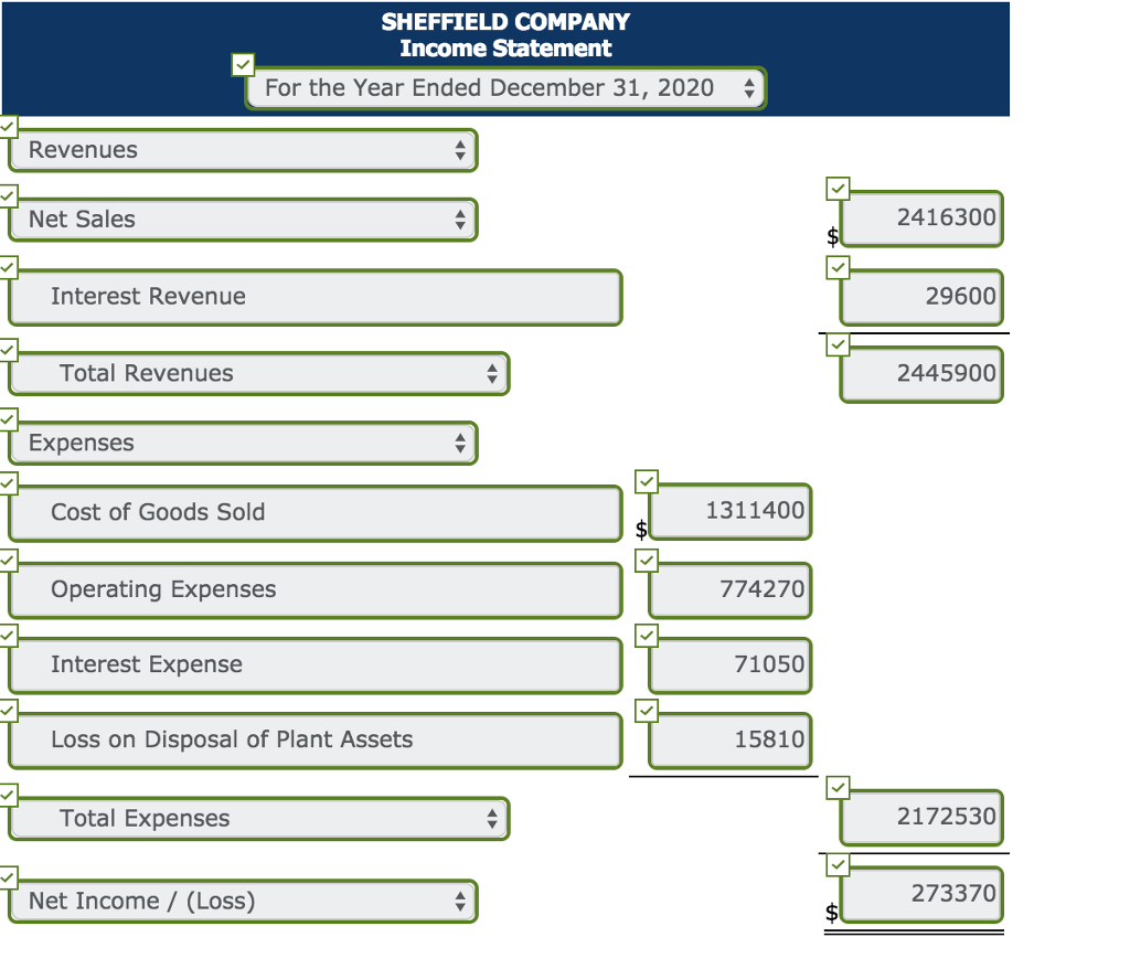 Submission) (Video) In its income statement for the year ended December 31,