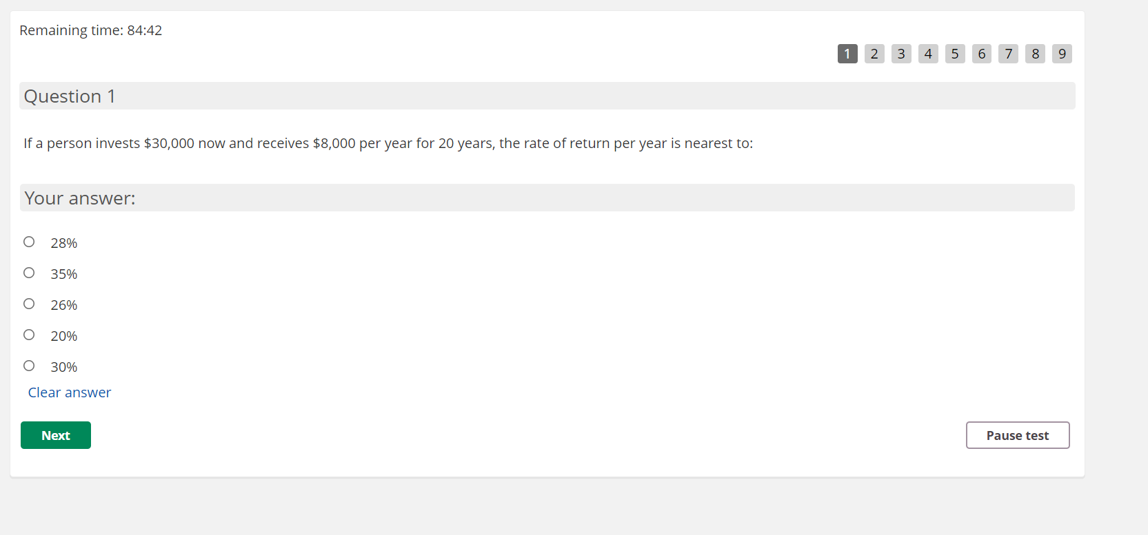 Remaining time: 84:42 1 2 3 4 5 6 7 8